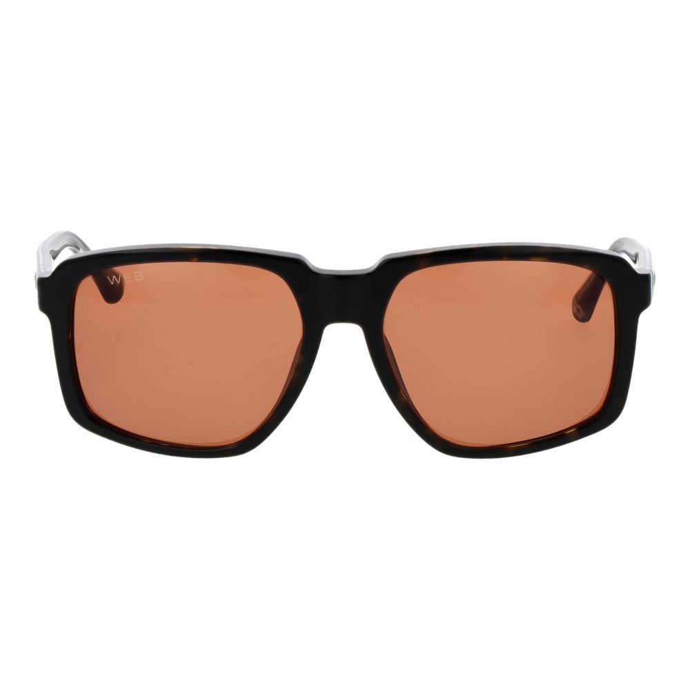 Web Brown Acetate Sunglasses – Square Frame, Red Lenses