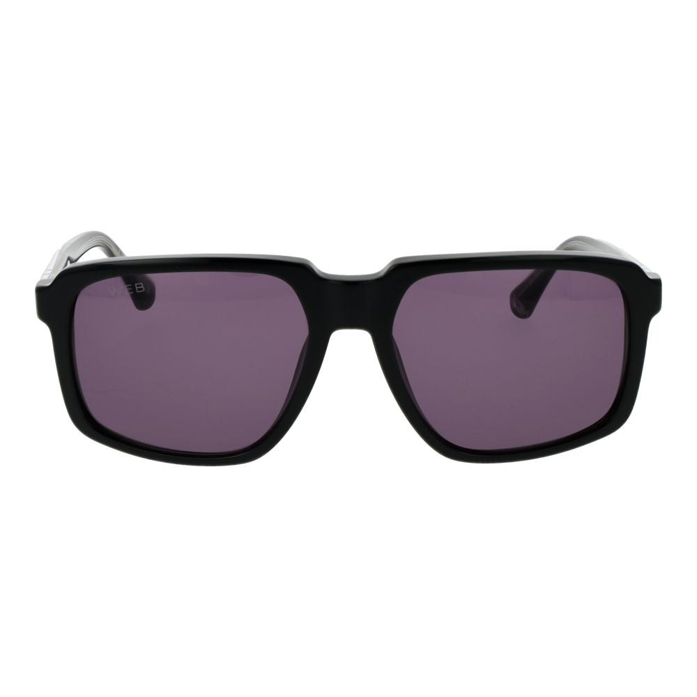 Web Black Acetate Sunglasses – Square Frame with Grey Lenses
