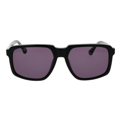 Web Black Acetate Sunglasses – Square Frame with Grey Lenses