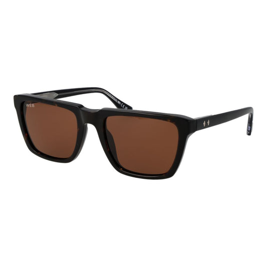 Web Black Men’s Sunglasses – Square Frame, Brown Lenses