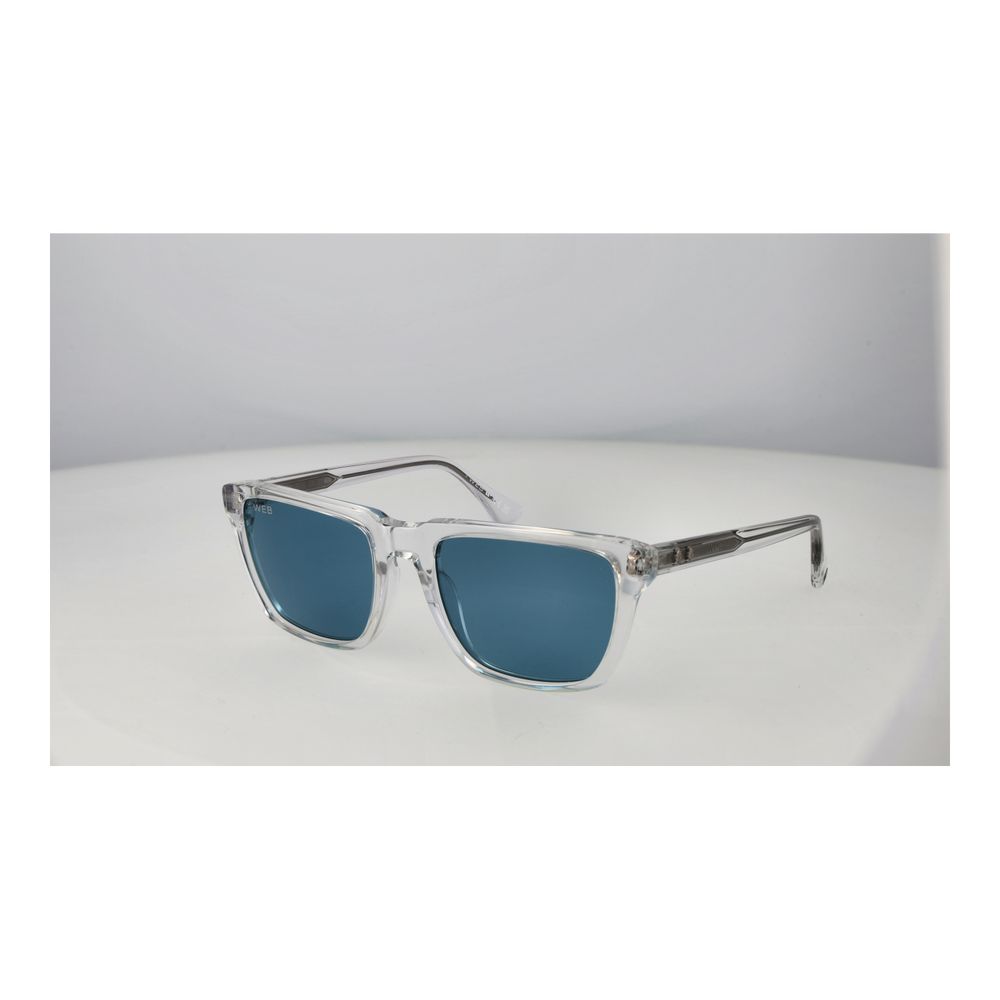 Web Transparent Acetate Sunglasses – Square Frame, Blue Lenses