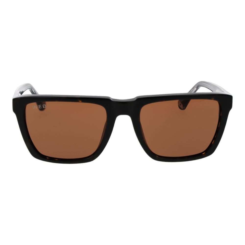 Web Black Men’s Sunglasses – Square Frame, Brown Lenses