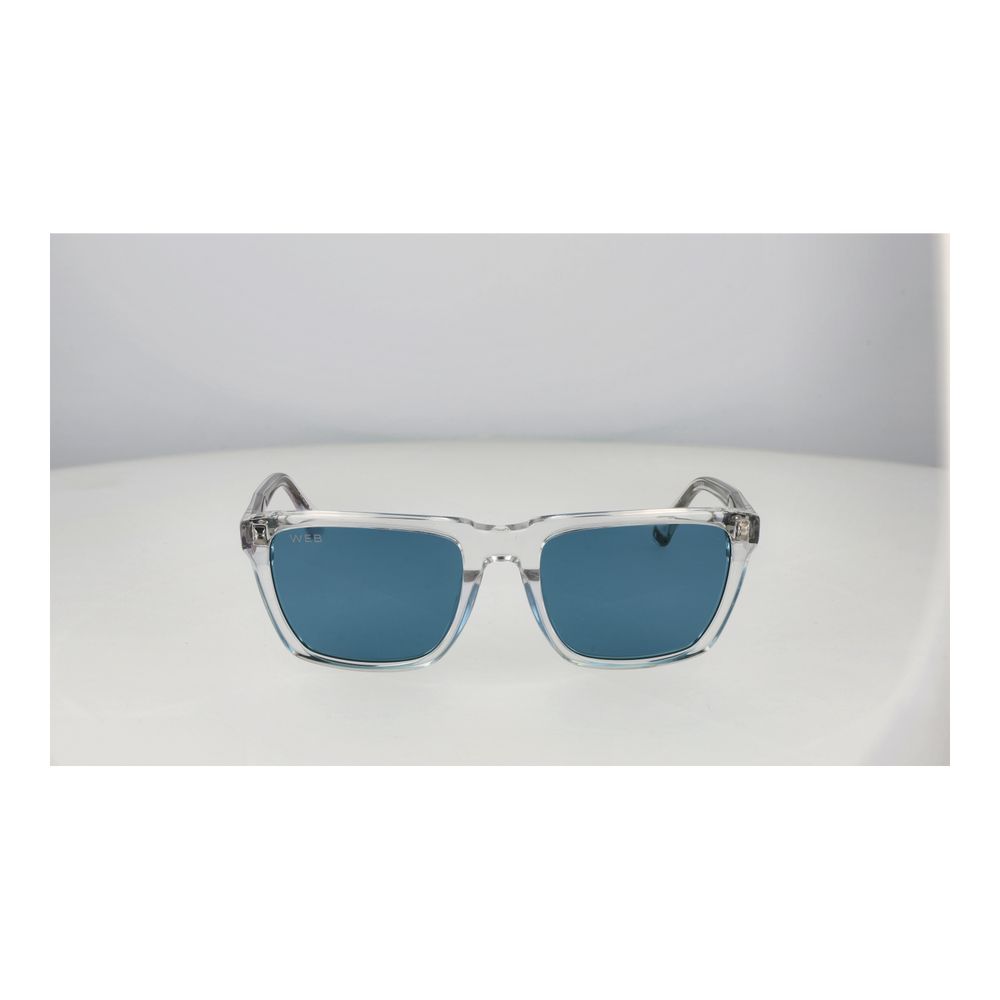 Web Transparent Acetate Sunglasses – Square Frame, Blue Lenses