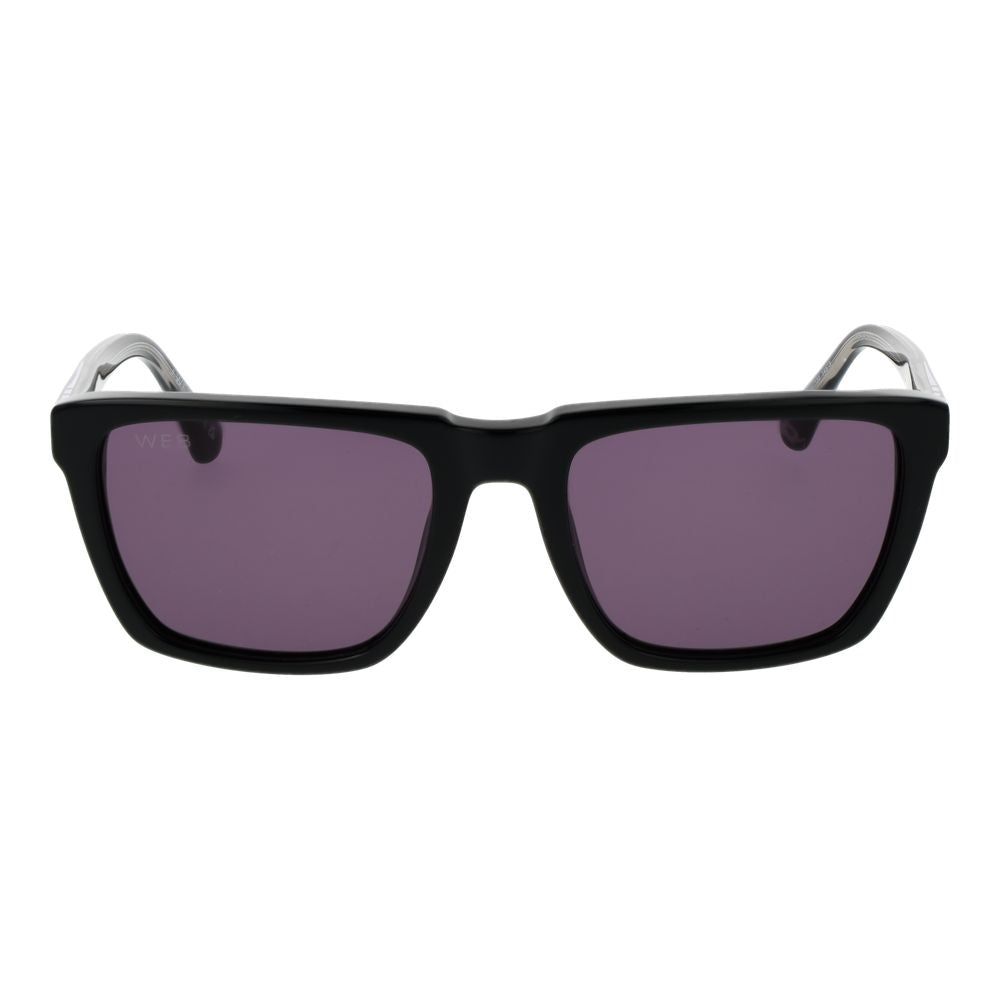 Web Black Acetate Sunglasses – Stylish Square Frame with Purple Lenses