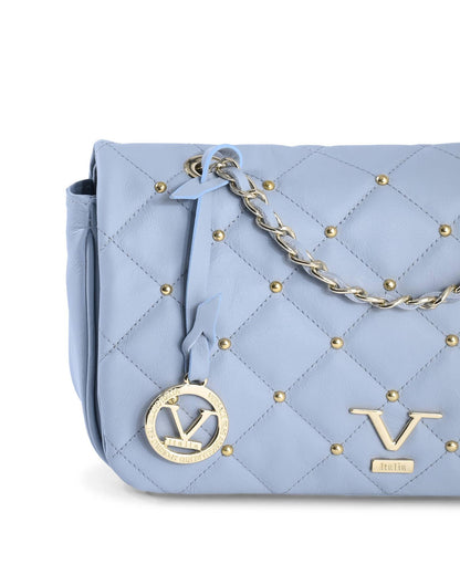 19V69 Italia Blue Leather Shoulder Bag - M392 Sauvage Celeste