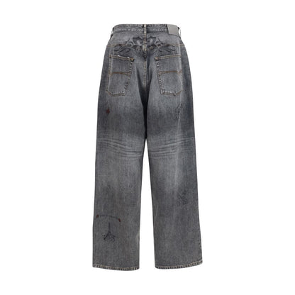 Balenciaga Gray Cotton Tattoo Baggy Pants