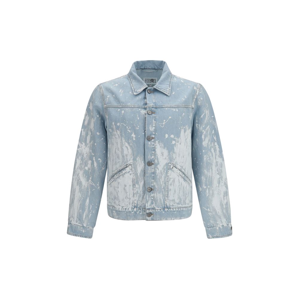 MM6 Blue Paint-Effect Denim Jacket