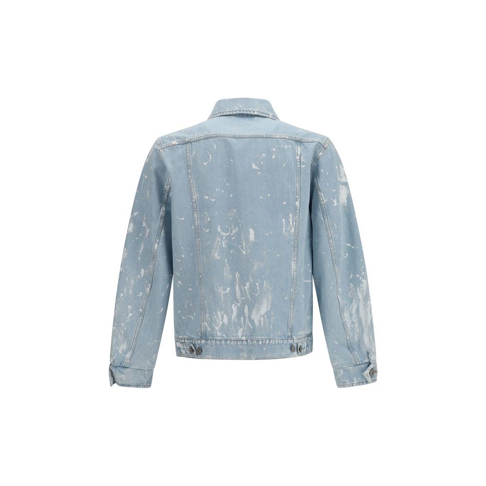 MM6 Blue Paint-Effect Denim Jacket