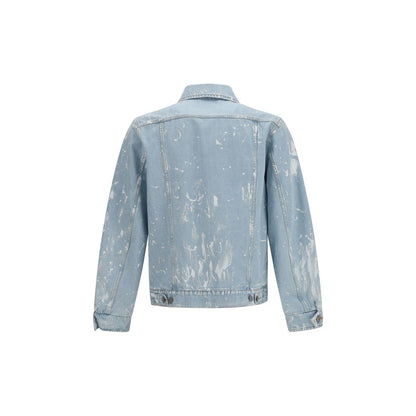 MM6 Blue Paint-Effect Denim Jacket