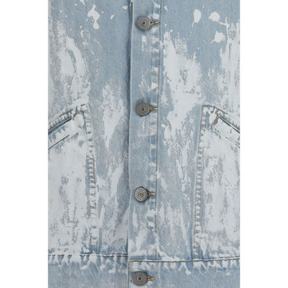 MM6 Blue Paint-Effect Denim Jacket
