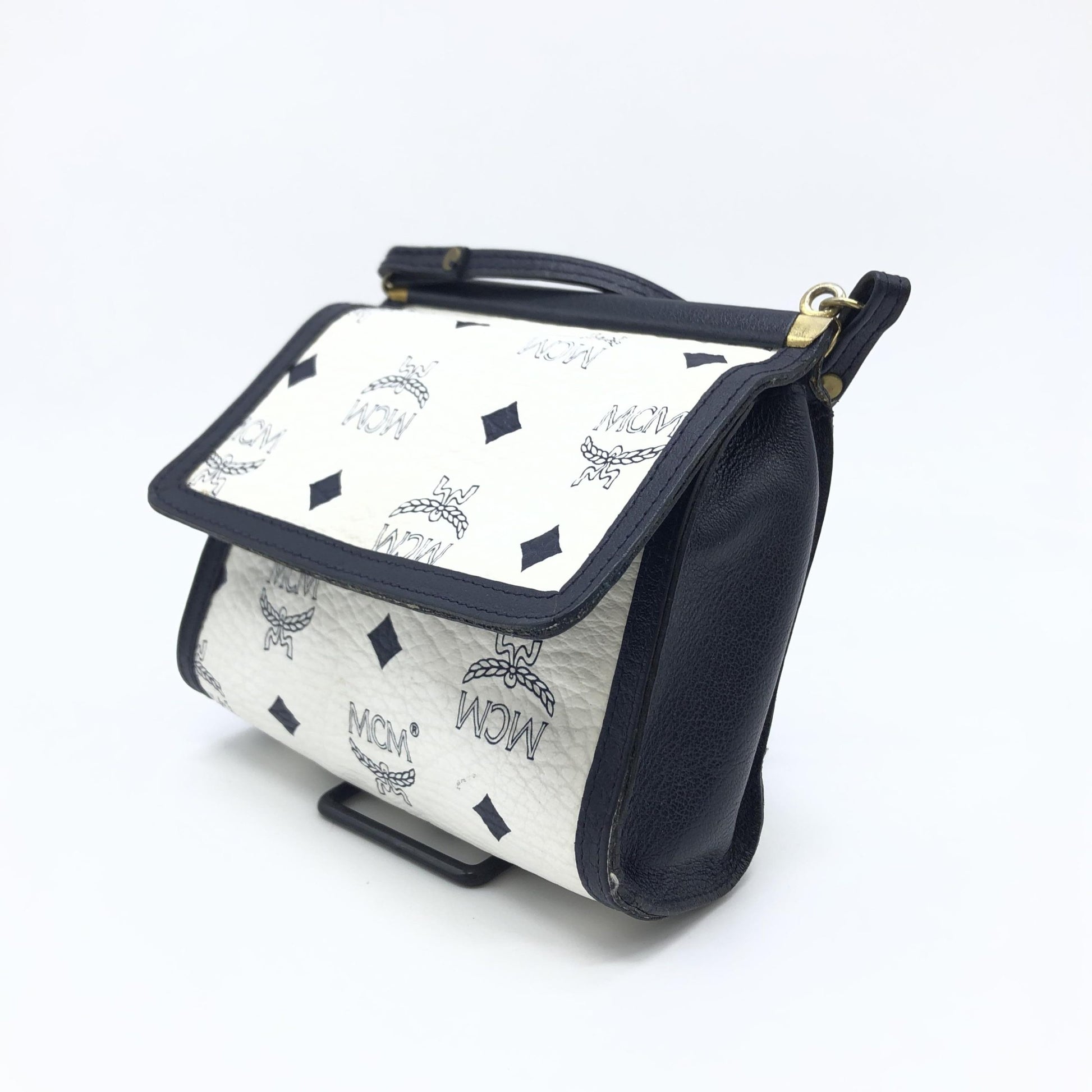 MCM Preloved Mini Crossbody Bag in Elegant White Visetos