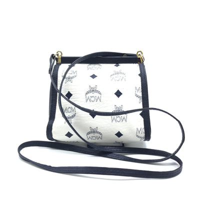 MCM Preloved Mini Crossbody Bag in Elegant White Visetos
