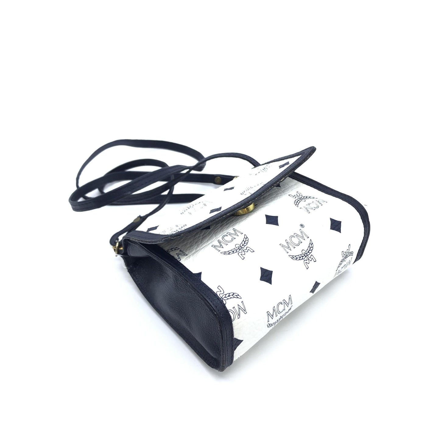 MCM Preloved Mini Crossbody Bag in Elegant White Visetos