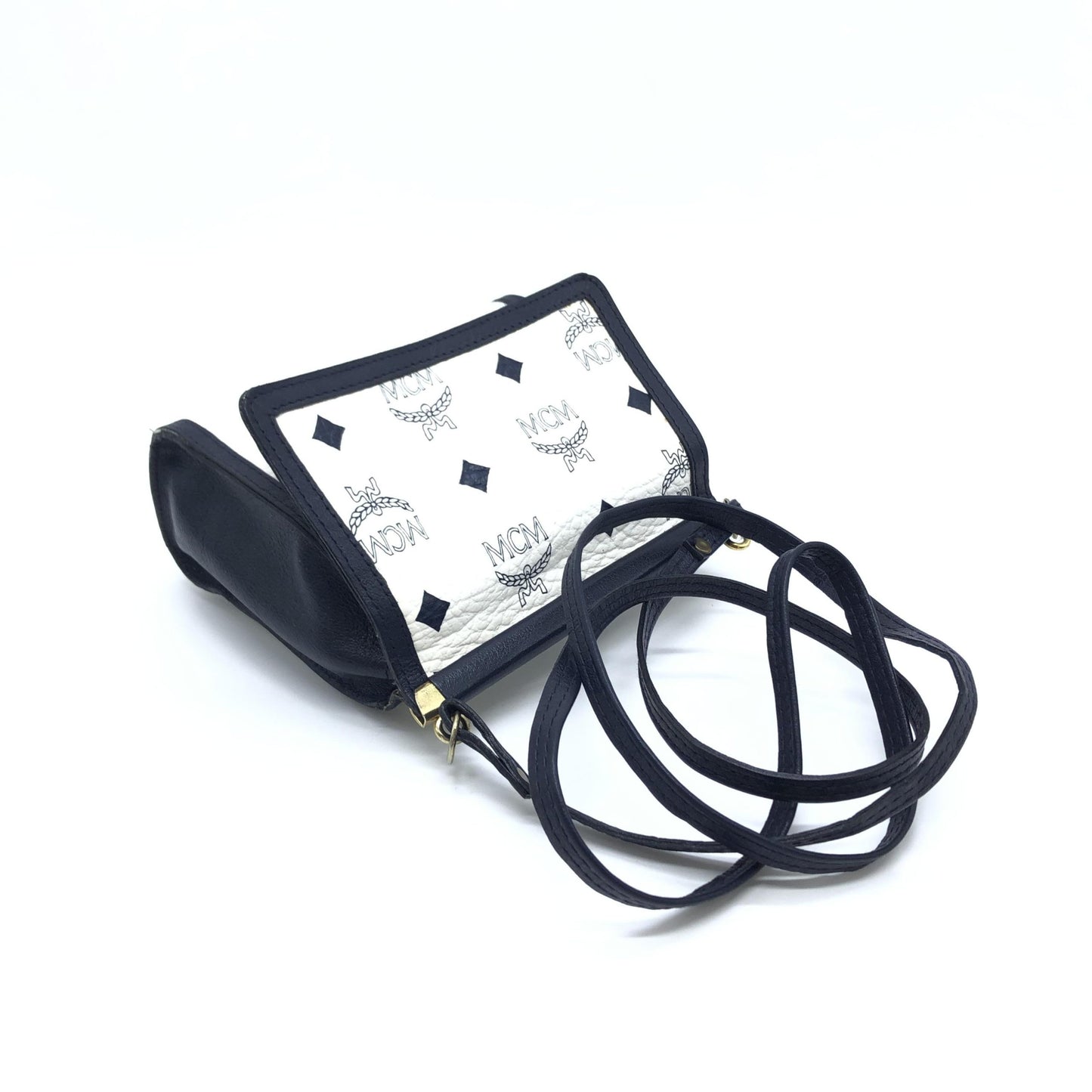 MCM Preloved Mini Crossbody Bag in Elegant White Visetos