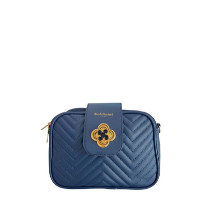 Baldinini Trend Blue Faux Leather Chevron Crossbody Bag