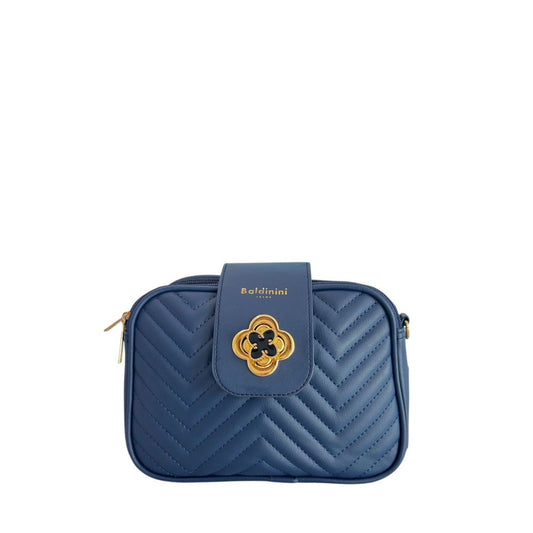 Baldinini Trend Blue Faux Leather Chevron Crossbody Bag