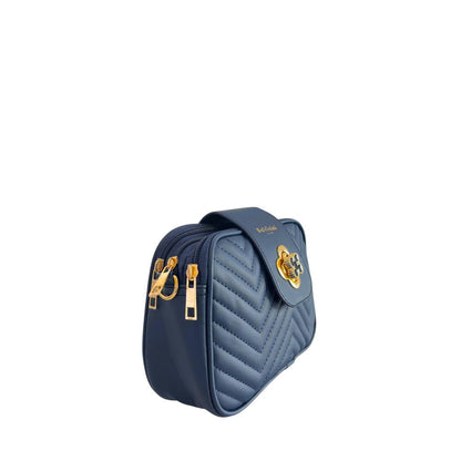 Baldinini Trend Blue Faux Leather Chevron Crossbody Bag