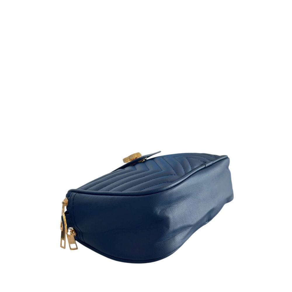 Baldinini Trend Blue Faux Leather Chevron Crossbody Bag