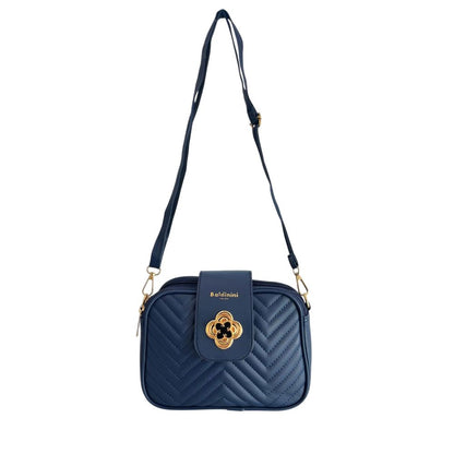 Baldinini Trend Blue Faux Leather Chevron Crossbody Bag