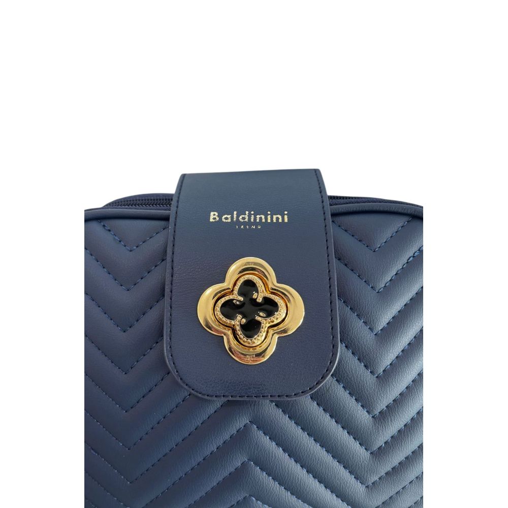 Baldinini Trend Blue Faux Leather Chevron Crossbody Bag