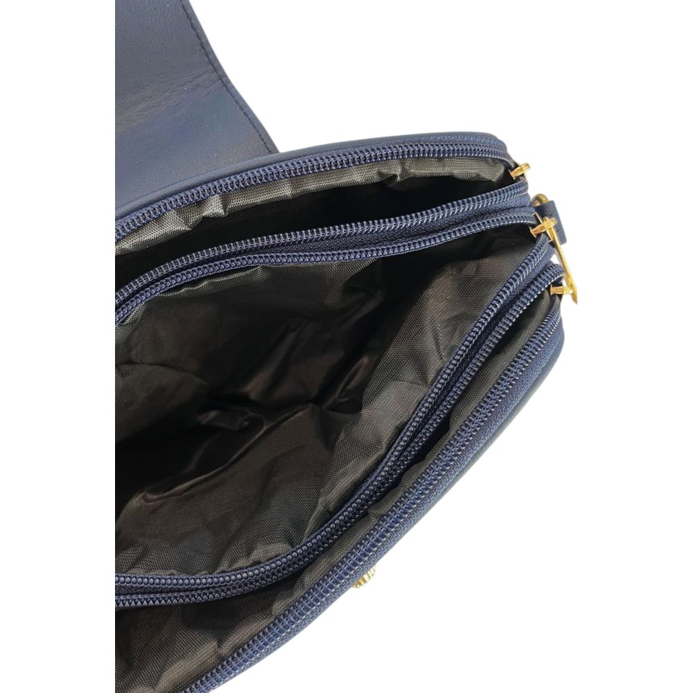Baldinini Trend Blue Faux Leather Chevron Crossbody Bag