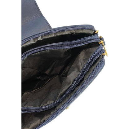 Baldinini Trend Blue Faux Leather Chevron Crossbody Bag