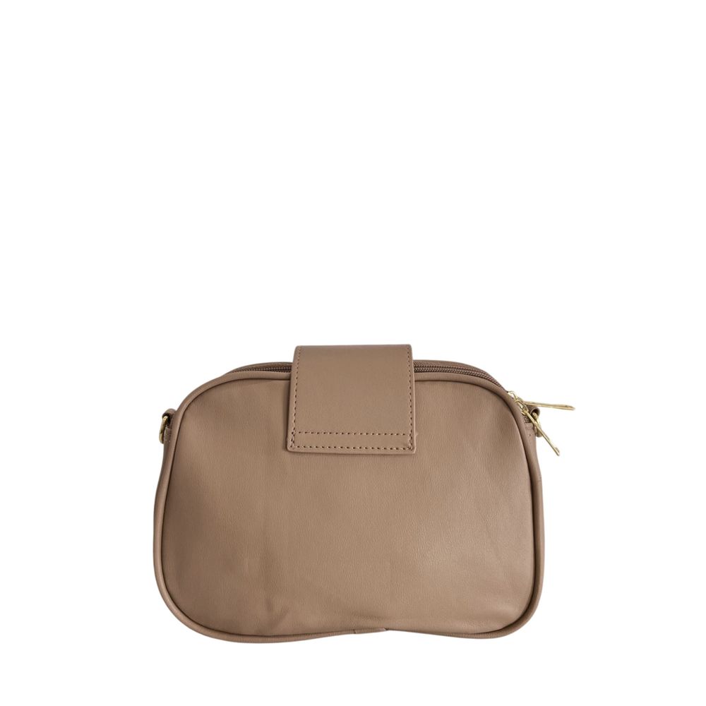 Baldinini Trend Beige Faux Leather Chevron Crossbody Bag