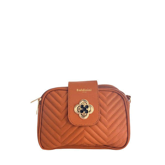 Baldinini Trend Brown Faux Leather Quilted Crossbody Bag