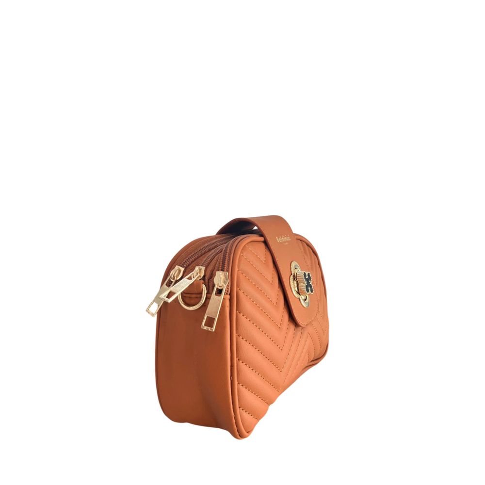 Baldinini Trend Brown Faux Leather Quilted Crossbody Bag