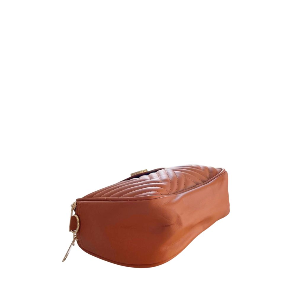 Baldinini Trend Brown Faux Leather Quilted Crossbody Bag