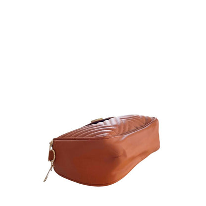 Baldinini Trend Brown Faux Leather Quilted Crossbody Bag