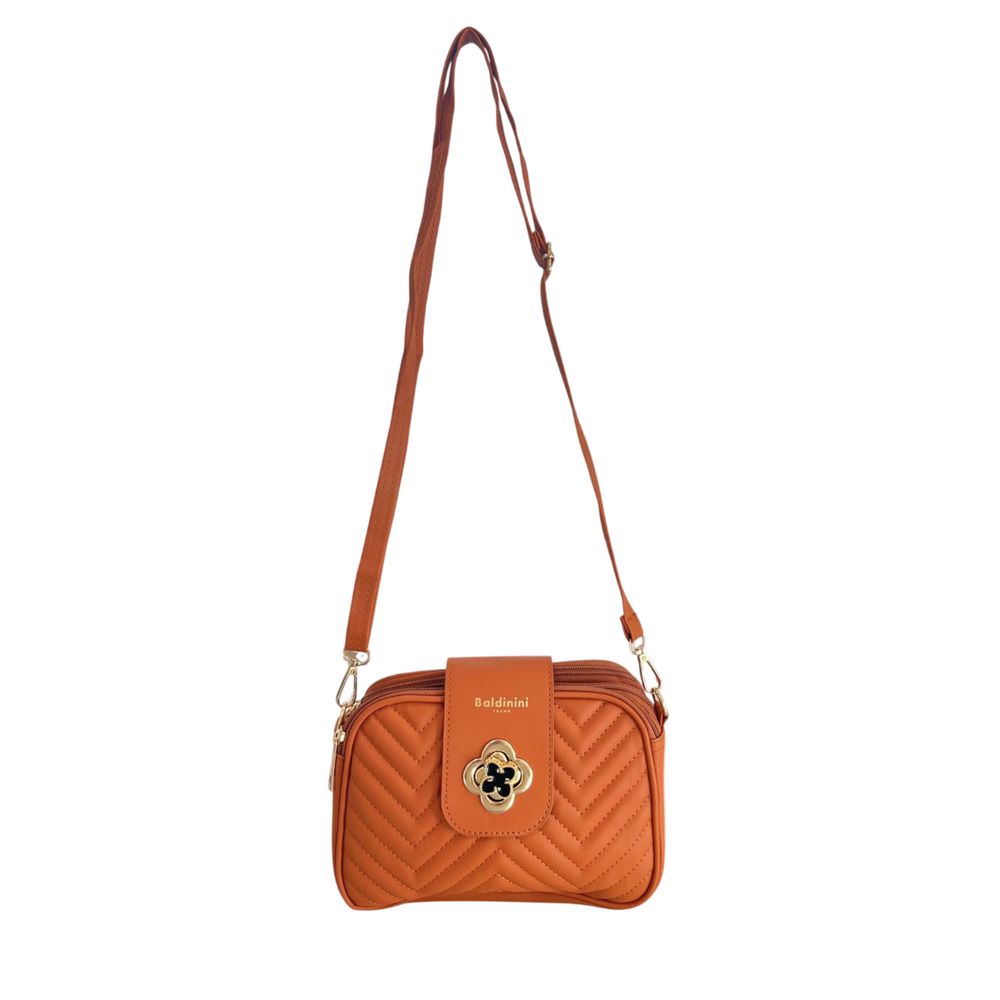 Baldinini Trend Brown Faux Leather Quilted Crossbody Bag