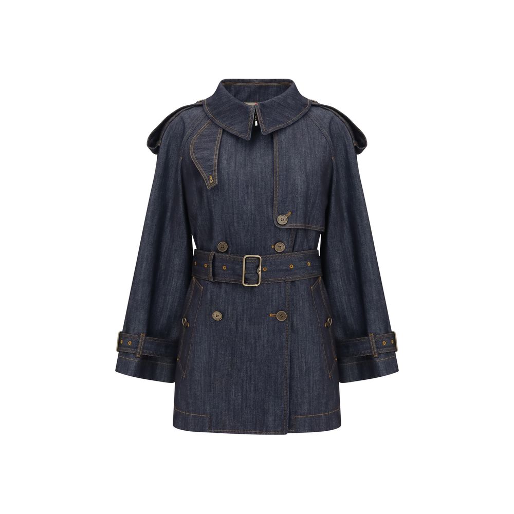 Burberry Blue Cotton Fitzrovia Trench Coat