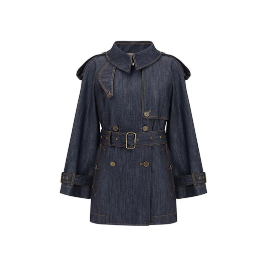 Burberry Blue Cotton Fitzrovia Trench Coat