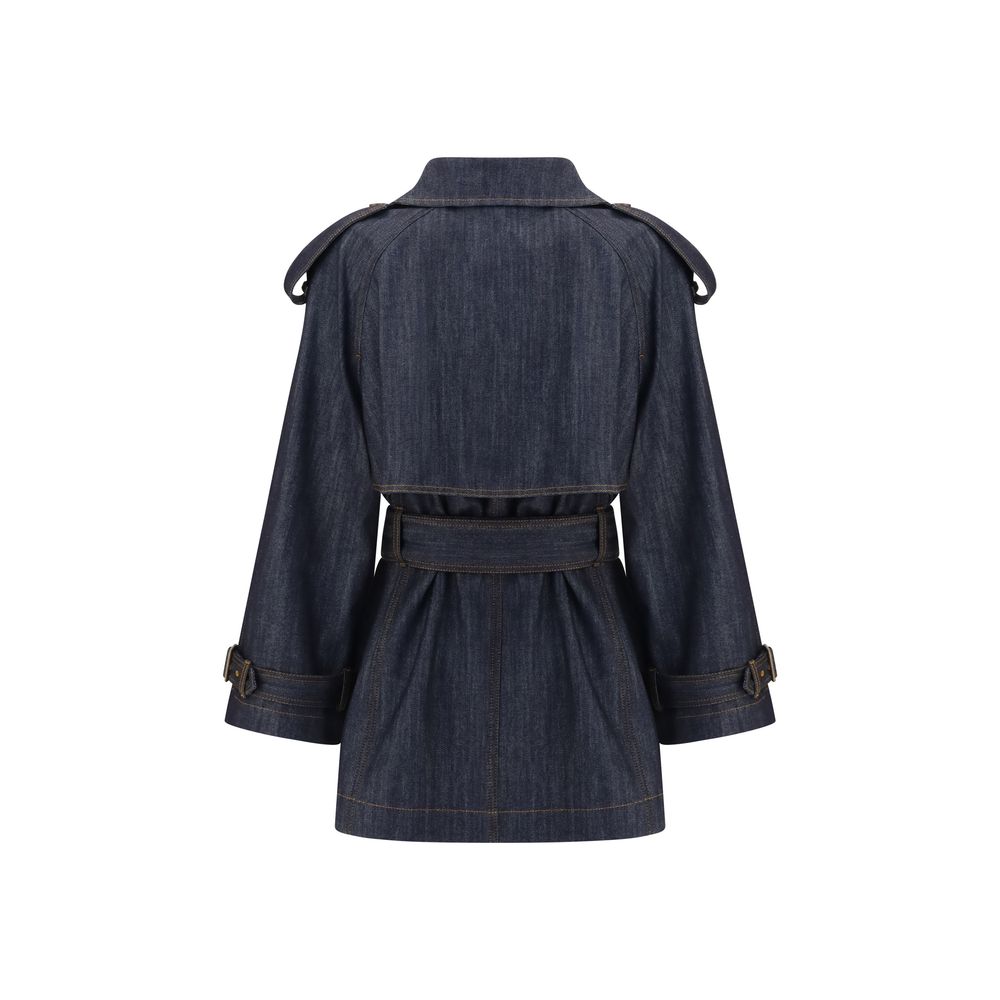 Burberry Blue Cotton Fitzrovia Trench Coat