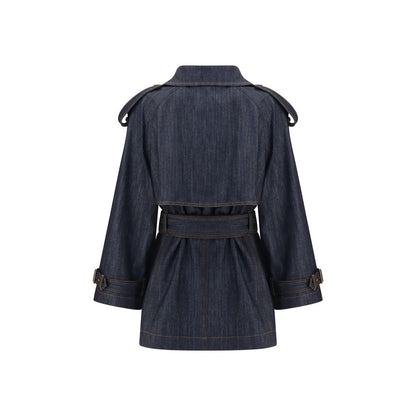 Burberry Blue Cotton Fitzrovia Trench Coat