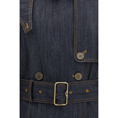 Burberry Blue Cotton Fitzrovia Trench Coat