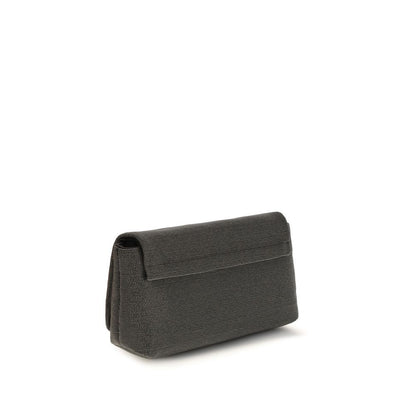 Brunello Cucinelli Precious Flap Black Leather Shoulder Bag