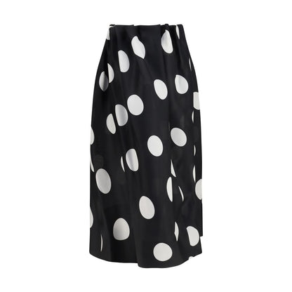Khaite Black & White Polka Dot Riley Silk Skirt