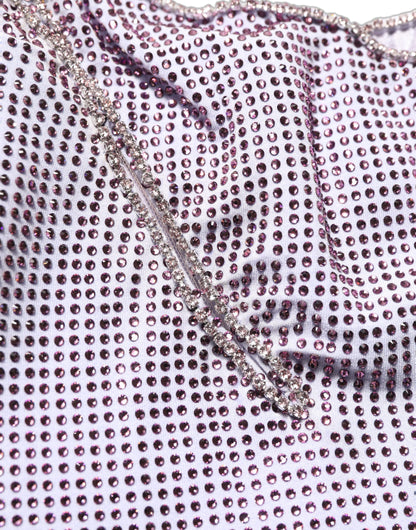 Dolce & Gabbana Purple Crystal One Shoulder Evening Gown Dress