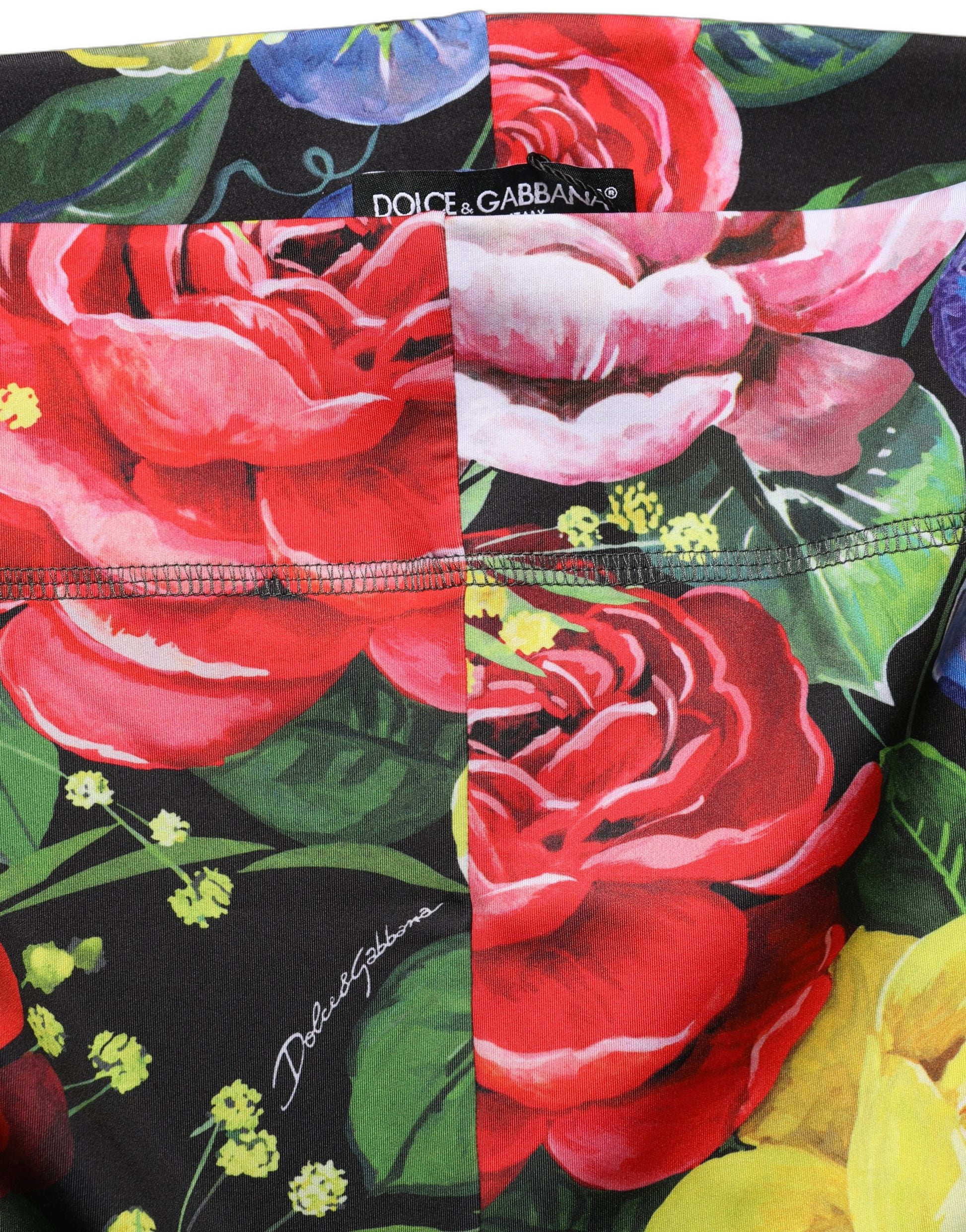 Dolce & Gabbana Floral Bouquet Print Stretch Jersey Leggings Pants