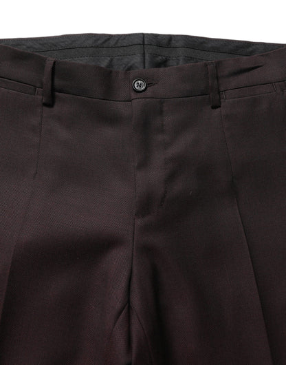 Dolce & Gabbana Brown Straight Leg Silk Dress Trousers