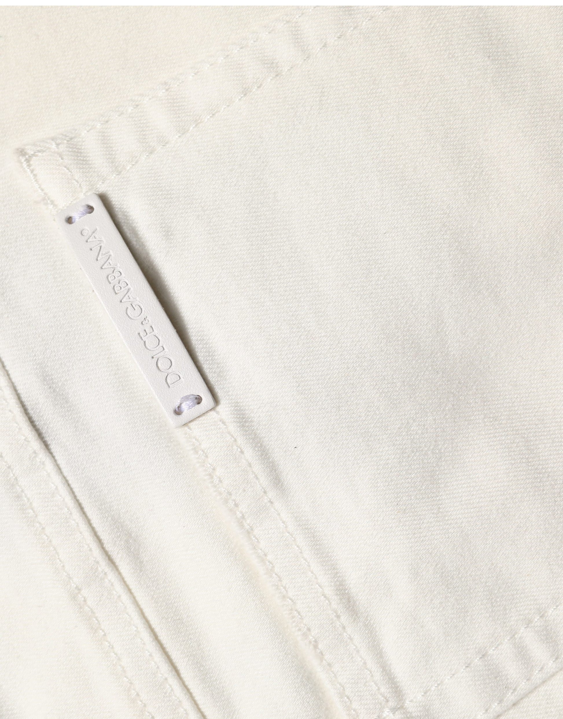 Dolce & Gabbana White Tattered Skinny Cotton Denim Jeans