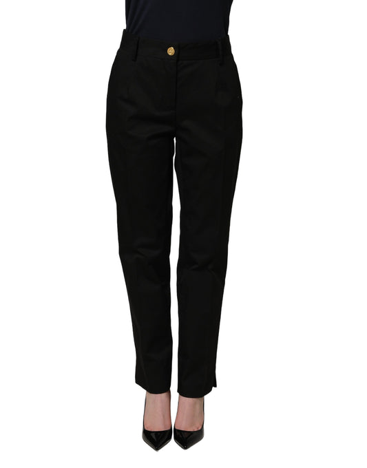 Dolce & Gabbana Black Tapered Leg Dress Cotton Trousers