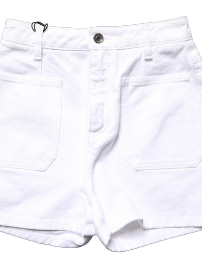 Dolce & Gabbana White Cotton HighWaist Denim Hotpants Shorts