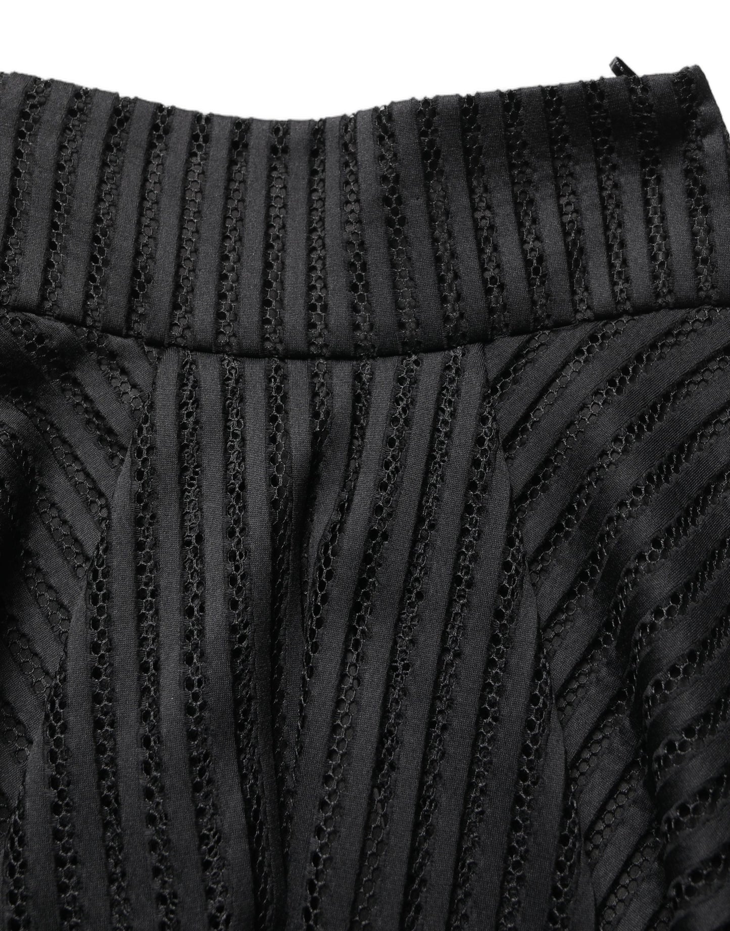PINKO Cotton Striped Flared A-Line Midi Skirt in Black