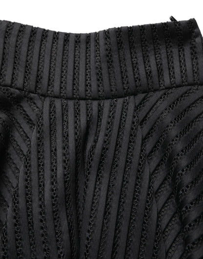 PINKO Cotton Striped Flared A-Line Midi Skirt in Black