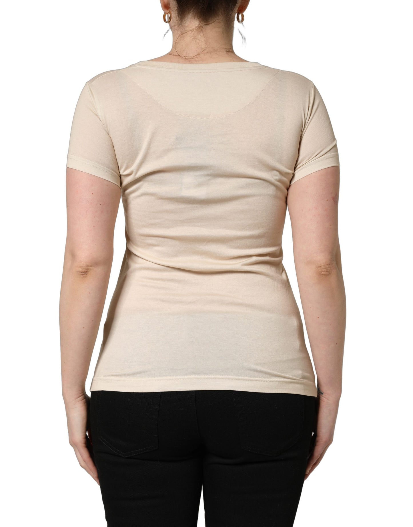 Dolce & Gabbana Beige Love Jungle Print Cotton Round Neck T-Shirt