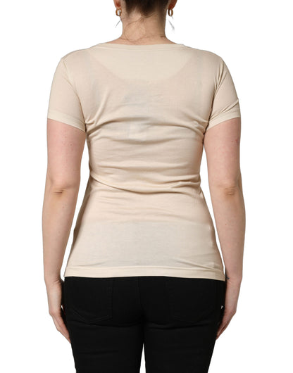 Dolce & Gabbana Beige Love Jungle Print Cotton Round Neck T-Shirt