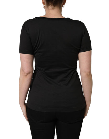 Dolce & Gabbana Black Tropical Jungle Print Cotton Round Neck T-Shirt